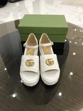 Gucci GG Marmont Quilted White Gladiator Sandals 3