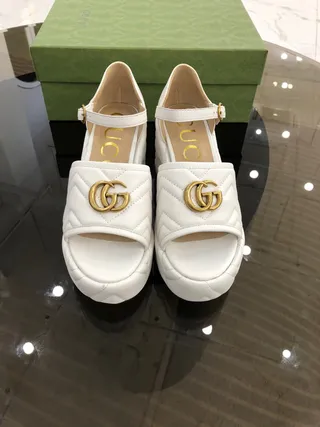 Gucci GG Marmont Quilted White Gladiator Sandals 5