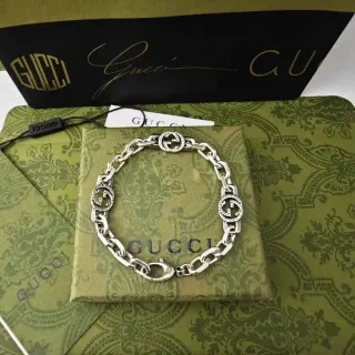 Gucci GG Marmont Silver Chunky Chain Interlocking G Motifs Bracelet