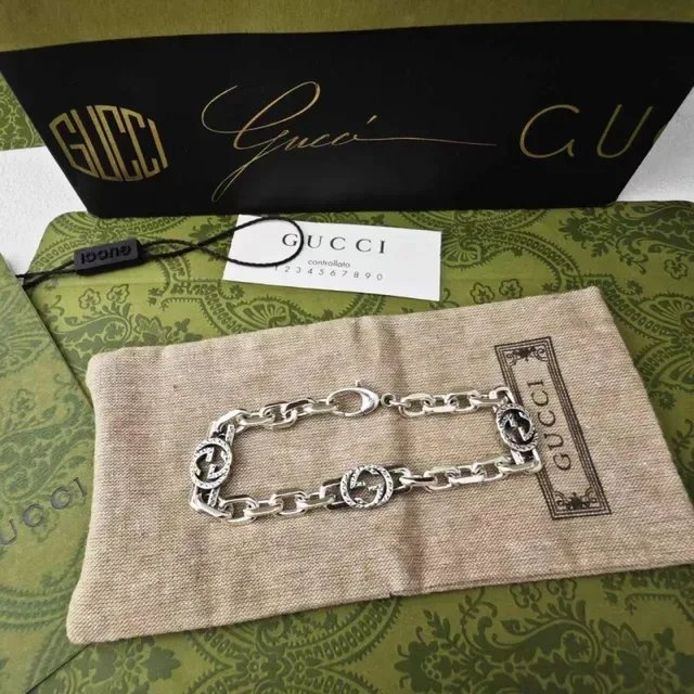 Gucci GG Marmont Silver Chunky Chain Interlocking G Motifs Bracelet 4