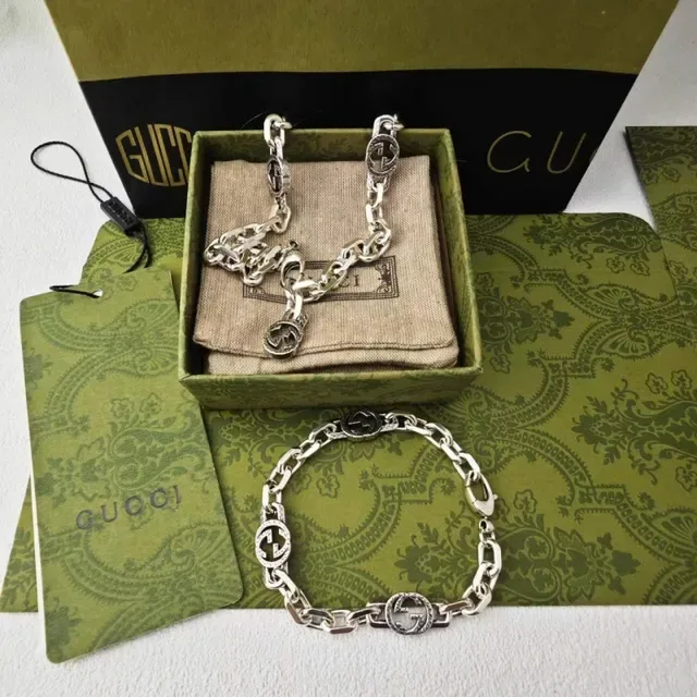Gucci GG Marmont Silver Chunky Chain Interlocking G Motifs Bracelet 5