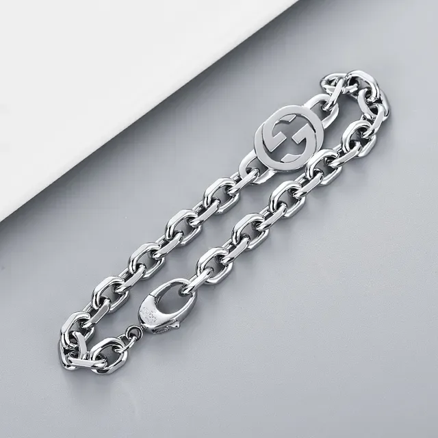 Gucci GG Marmont Silver-Tone Oval Link Bracelet 4
