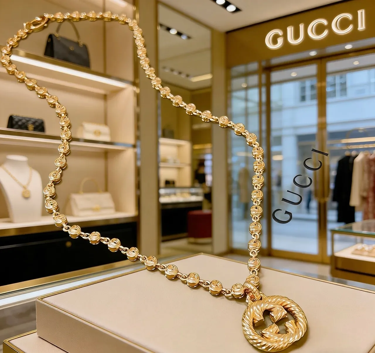 Colar Gucci GG Marmont Elos de corda retorcida de tom dourado 3