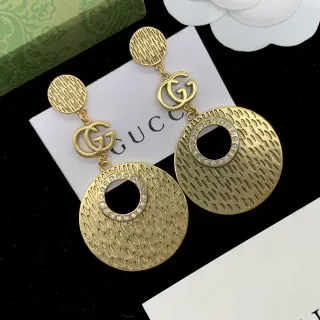 Gucci Gold Silver Textured Disc Earrings