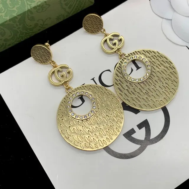 Gucci Gold Silver Textured Disc Earrings 3