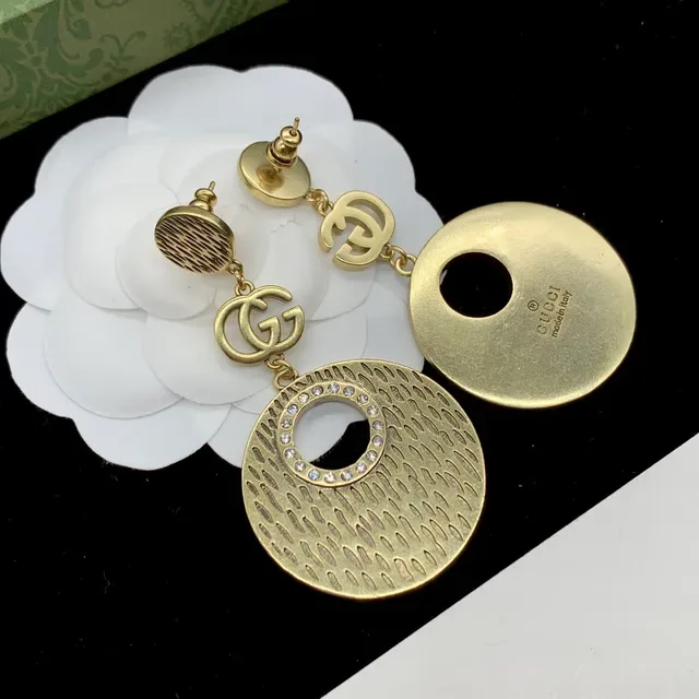 Gucci Gold Silver Textured Disc Earrings 4