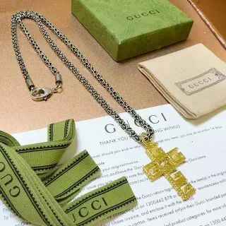 Gucci Gold-Tone Interlocking-G Cross Pendant Necklace