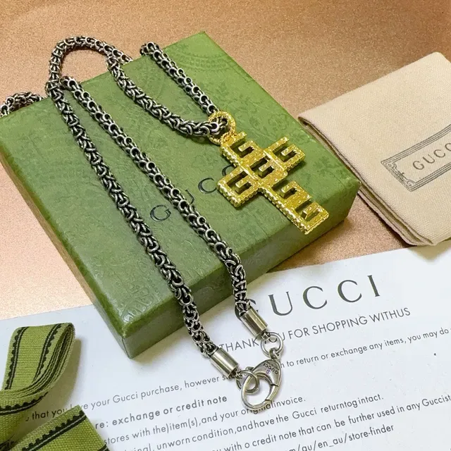 Gucci Gold-Tone Interlocking-G Cross Pendant Necklace 3