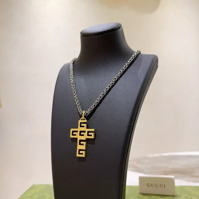 Gucci Gold-Tone Interlocking-G Cross Pendant Necklace 4