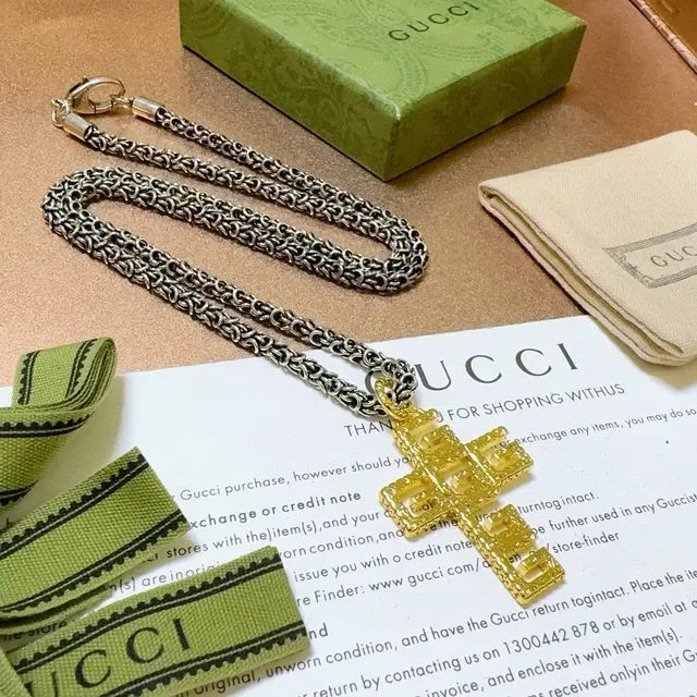 Gucci Gold-Tone Interlocking-G Cross Pendant Necklace 7