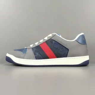 Gucci Gray Navy Low-Top Mixed-Material Upper Lifestyle Sneakers