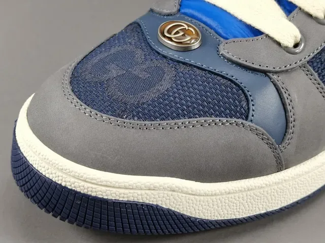 Gucci Gris et Bleu Marine Low-Top Mixed-Material Upper Lifestyle Sneakers 9