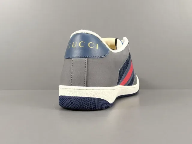 Gucci Gris et Bleu Marine Low-Top Mixed-Material Upper Lifestyle Sneakers 14