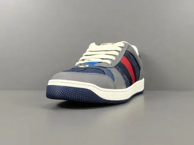 Gucci Gris et Bleu Marine Low-Top Mixed-Material Upper Lifestyle Sneakers 15