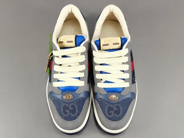 Gucci Gris et Bleu Marine Low-Top Mixed-Material Upper Lifestyle Sneakers 16