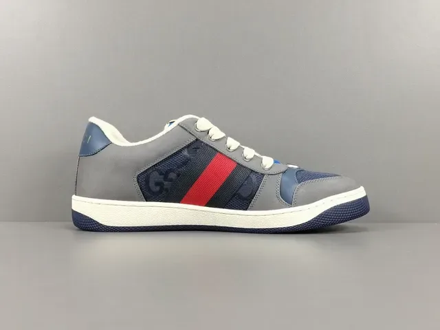 Gucci Gris et Bleu Marine Low-Top Mixed-Material Upper Lifestyle Sneakers 18