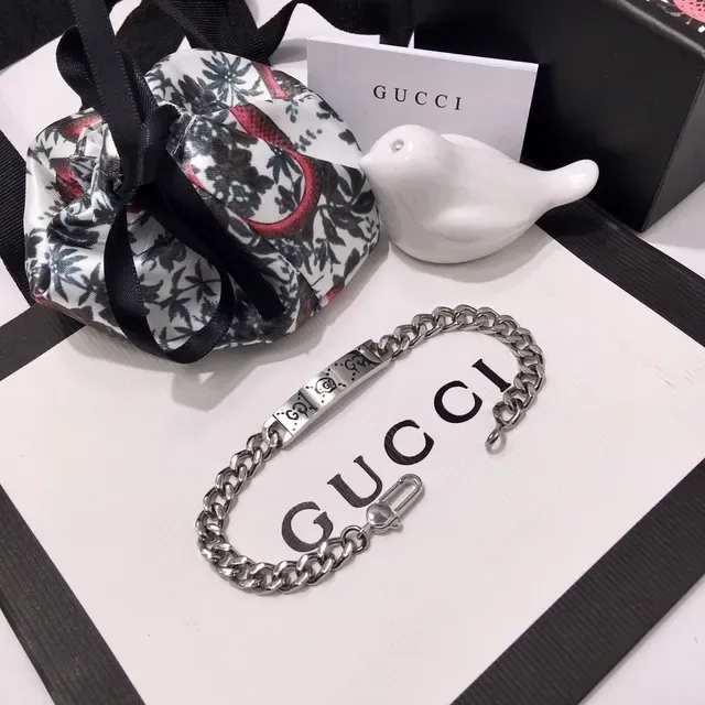 Gucci GucciGhost Polished Silver Curb Chain Bracelet 4