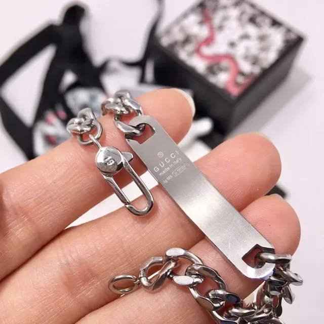 Gucci GucciGhost Polished Silver Curb Chain Bracelet 6