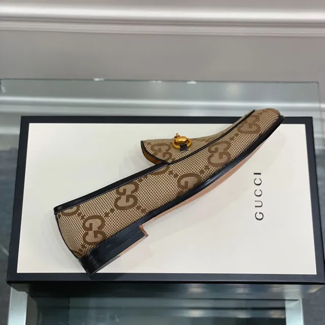 Gucci Horsebit 1955 Beige Brown GG Monogram Loafers 6