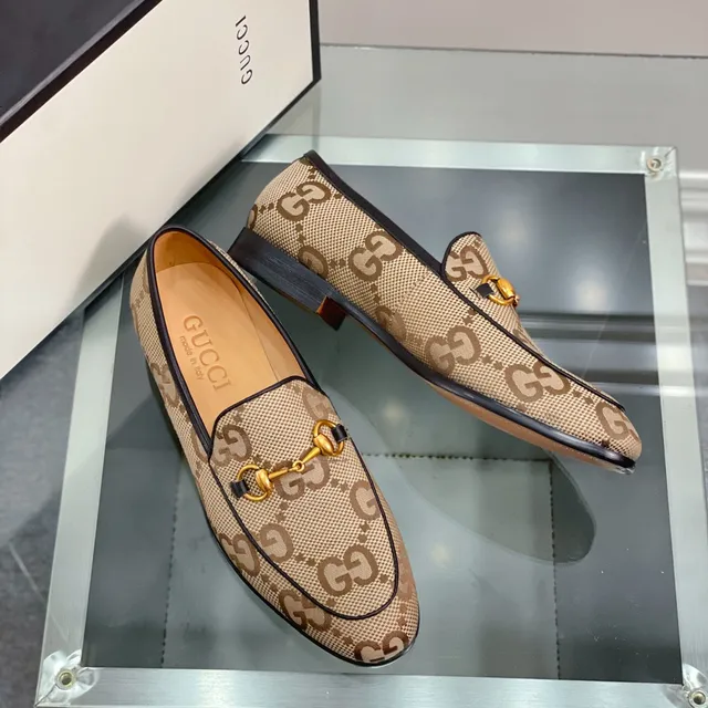 Gucci Horsebit 1955 Beige Brown GG Monogram Loafers 7