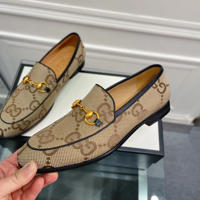 Gucci Horsebit 1955 Beige Brown GG Monogram Loafers 8