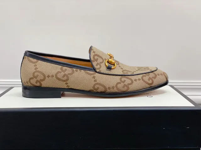 Gucci Horsebit 1955 Beige Brown GG Monogram Loafers 9