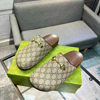 Gucci Horsebit 1955 Beige Brown GG Supreme Canvas Buckle Casual Shoes