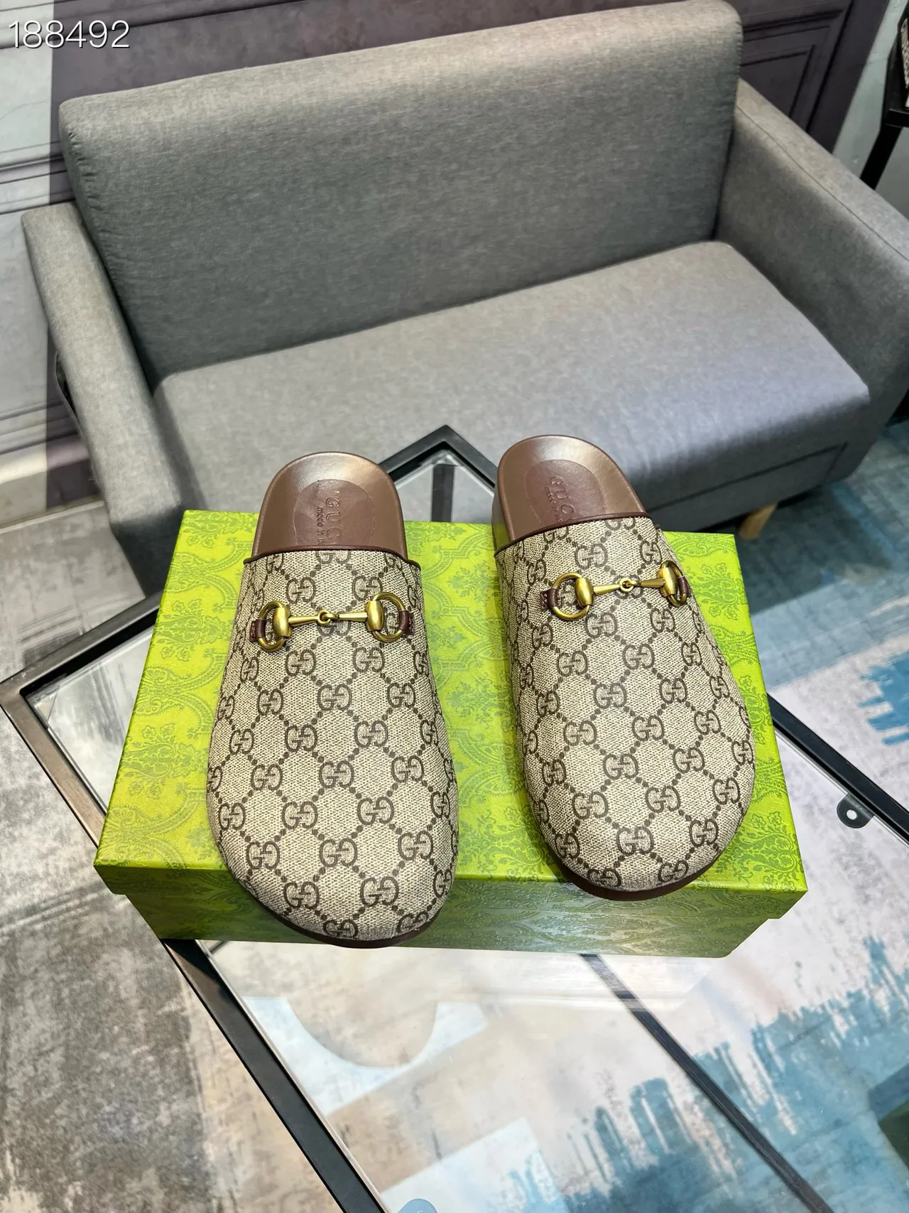 Gucci Horsebit 1955 Beige Brown GG Supreme Canvas Buckle Casual Shoes 7