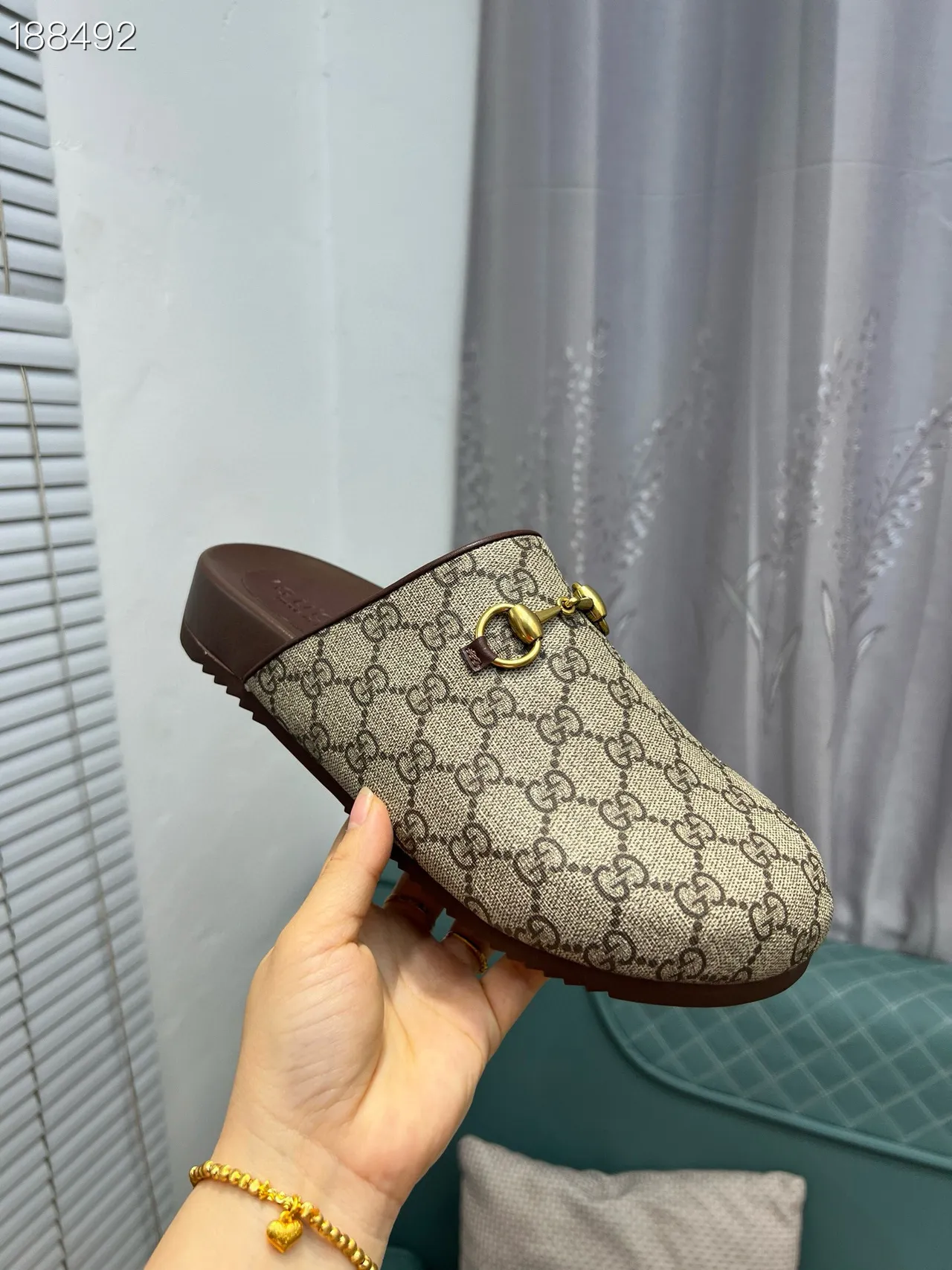 Gucci Horsebit 1955 Beige Brown GG Supreme Canvas Buckle Casual Shoes 8