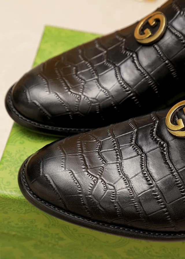 Gucci Horsebit 1955 Black Crocodile-Embossed Leather Loafers 5