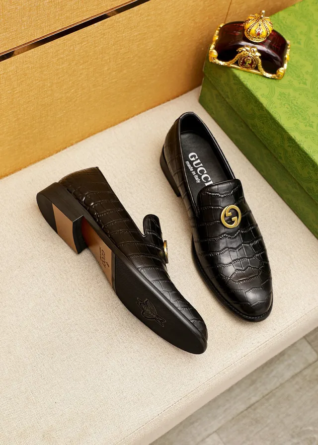 Gucci Horsebit 1955 Black Crocodile-Embossed Leather Loafers 9