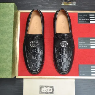 Gucci Horsebit 1955 黑色压印 GG 乐福鞋