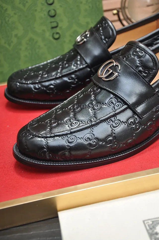 Gucci Horsebit 1955 Black Embossed GG Loafers 3