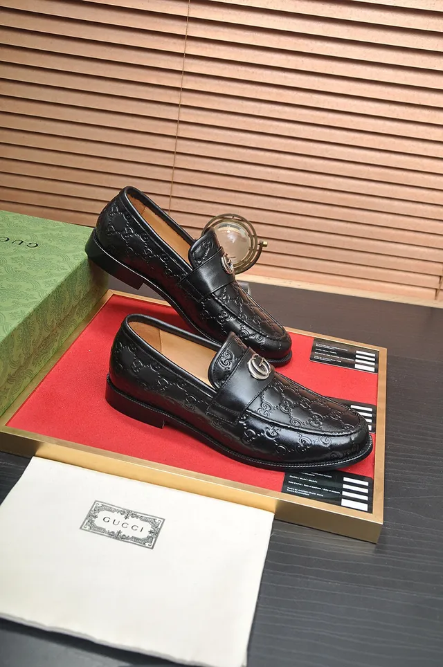 Gucci Horsebit 1955 Black Embossed GG Loafers 5