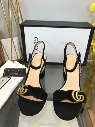 Gucci Horsebit 1955 Noir Or Slingback Similicuir Talon Bloc 2
