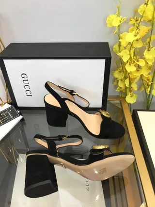 Gucci Horsebit 1955 Noir Or Slingback Similicuir Talon Bloc 3