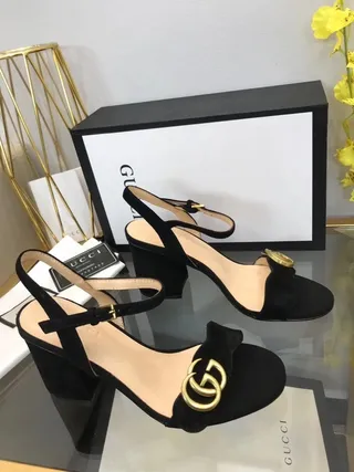 Gucci Horsebit 1955 Noir Or Slingback Similicuir Talon Bloc 4