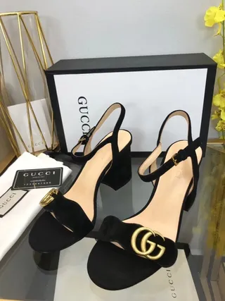 Gucci Horsebit 1955 Noir Or Slingback Similicuir Talon Bloc 5