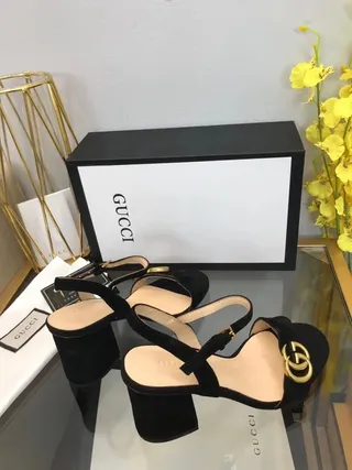 Gucci Horsebit 1955 Noir Or Slingback Similicuir Talon Bloc 7