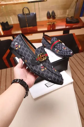 Gucci Horsebit 1955 Noir Multicolore GG Monogramme Toile Impression Mickey Mouse Mocassins 3