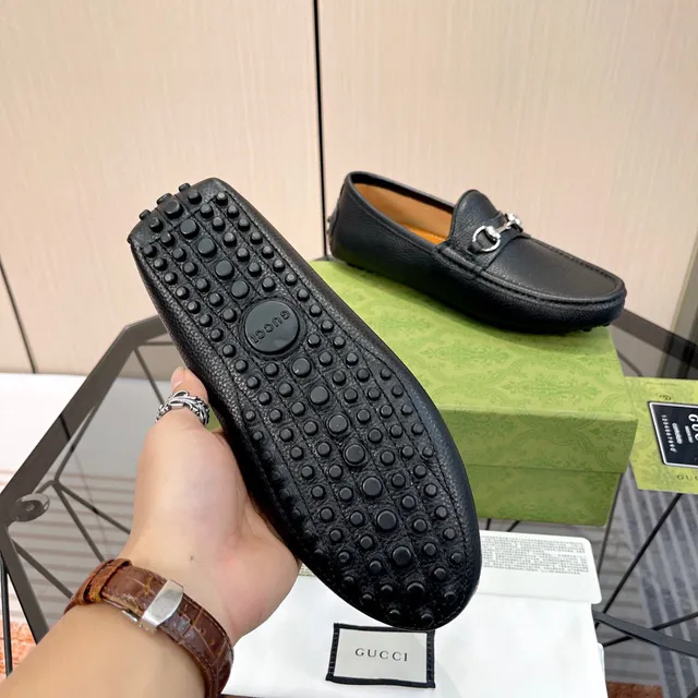 Gucci Horsebit 1955 Black Pebbled Leather Loafers 3