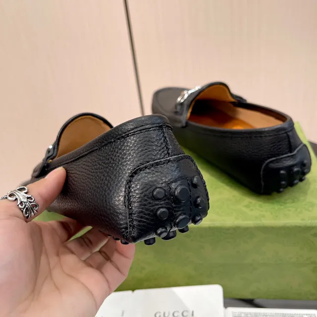 Gucci Horsebit 1955 Black Pebbled Leather Loafers 4