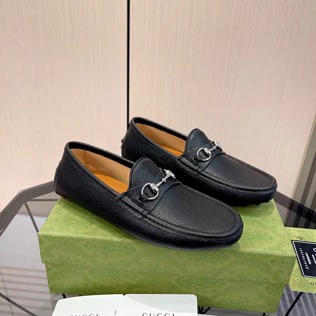 Gucci Horsebit 1955 Black Pebbled Leather Loafers 9