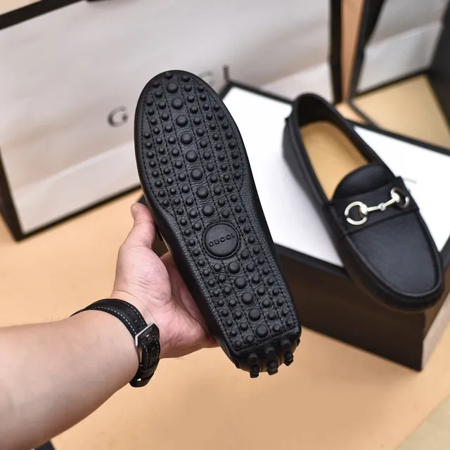 Gucci Horsebit 1955 Black Pebbled Leather Loafers 4