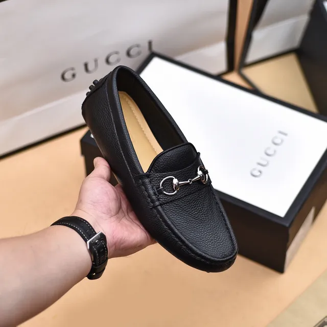 Gucci Horsebit 1955 Black Pebbled Leather Loafers 6