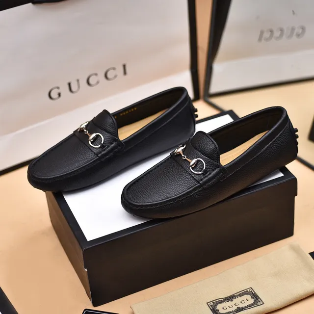 Gucci Horsebit 1955 Black Pebbled Leather Loafers 8