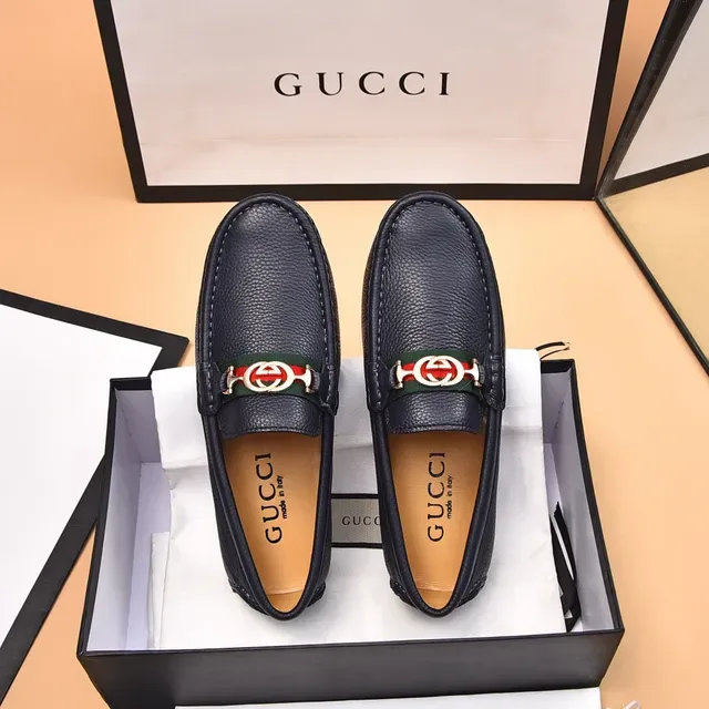 Gucci Horsebit 1955 Black Pebbled Leather Web Stripe Loafers 3