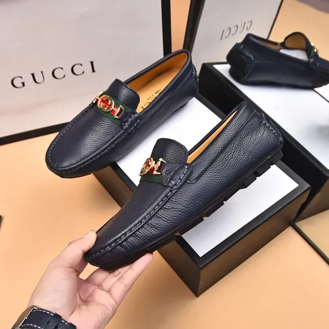 Gucci Horsebit 1955 Black Pebbled Leather Web Stripe Loafers 4
