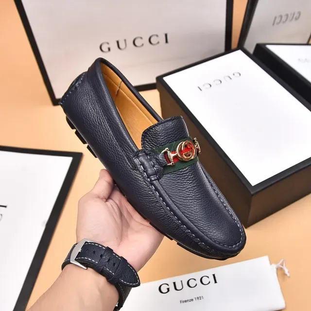 Gucci Horsebit 1955 Black Pebbled Leather Web Stripe Loafers 5
