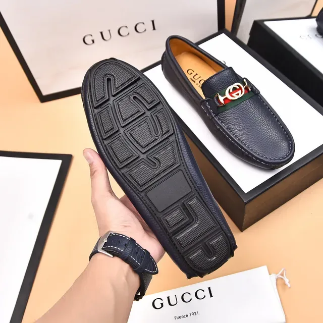 Gucci Horsebit 1955 Black Pebbled Leather Web Stripe Loafers 7